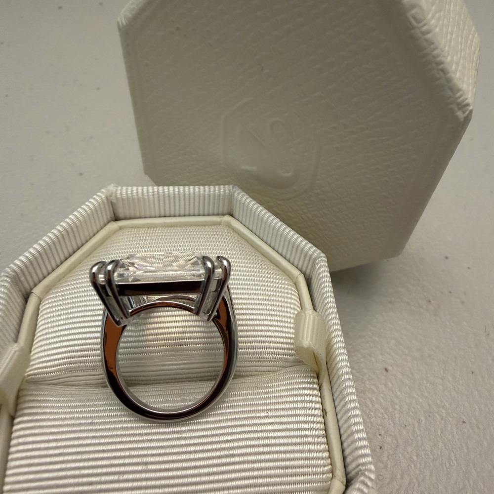 New Swarovski Mesmera Cocktail Ring, Octagon Cut Crystal, White, Rhodium Plated - Picture 8 of 11